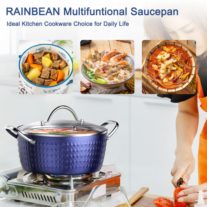 Casserole Dish, Induction Saucepan With Lid, 24cm 2.2L Stock Pots Non Stick Saucepan, Aluminum Ceramic Coating Cooking Pot Free, Suitable For All Hobs Types,  Amazon Banned - Image 8