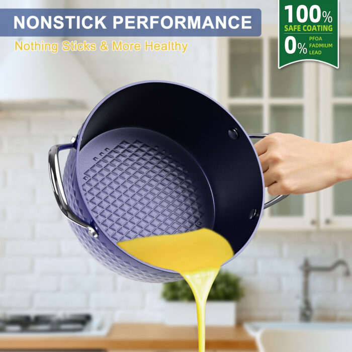 Casserole Dish, Induction Saucepan With Lid, 24cm 2.2L Stock Pots Non Stick Saucepan, Aluminum Ceramic Coating Cooking Pot Free, Suitable For All Hobs Types,  Amazon Banned - Image 3