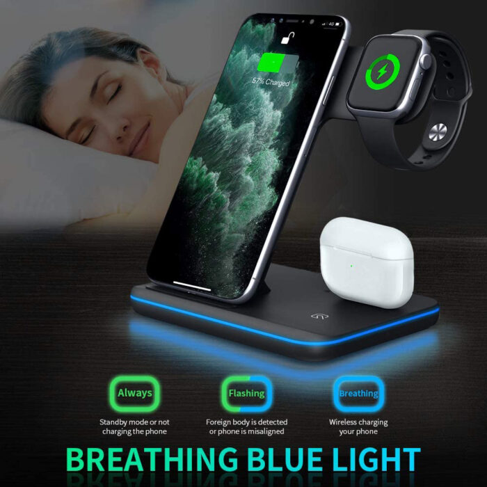 Compatible Mobile Phone Watch Earphone Wireless Charger 3 In 1 Wireless Charger Stand - Image 1