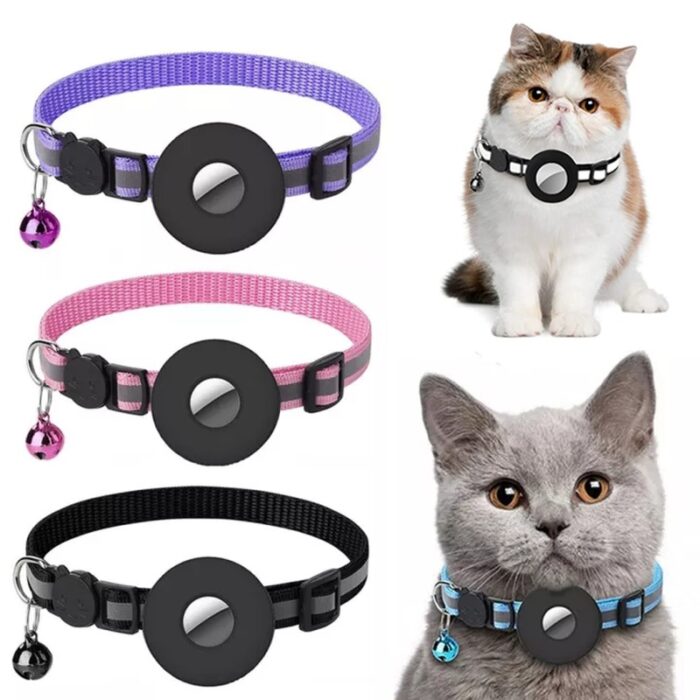 Reflective Collar Waterproof Holder Case For Airtag Air Tag Airtags Protective Cover Cat Dog Kitten Puppy Nylon Collar - Image 1