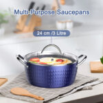 Casserole Dish, Induction Saucepan With Lid, 24cm 2.2L Stock Pots Non Stick Saucepan, Aluminum Ceramic Coating Cooking Pot Free, Suitable For All Hobs Types,  Amazon Banned - Image 2