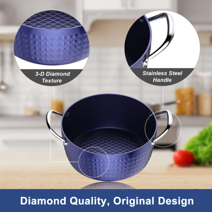 Casserole Dish, Induction Saucepan With Lid, 24cm 2.2L Stock Pots Non Stick Saucepan, Aluminum Ceramic Coating Cooking Pot Free, Suitable For All Hobs Types,  Amazon Banned - Image 4